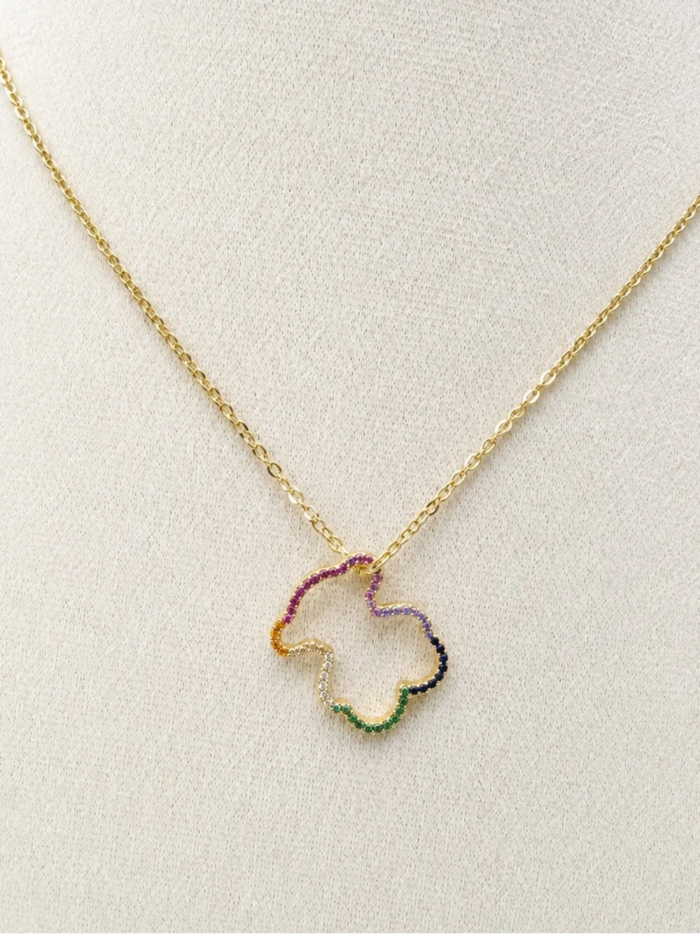 Gold Multicolor Pendant Necklace steel